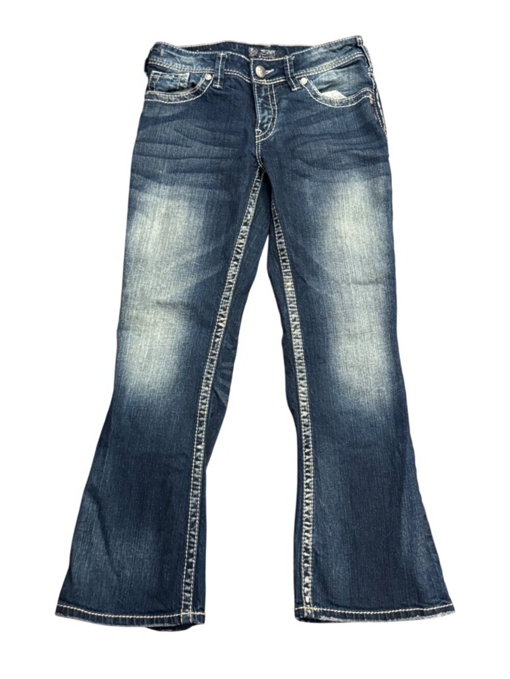 Silver Jeans Co. Suki Womens Bootcut Denim Jeans W29/L30 Medium Wash Faded Stitc - Picture 2 of 5